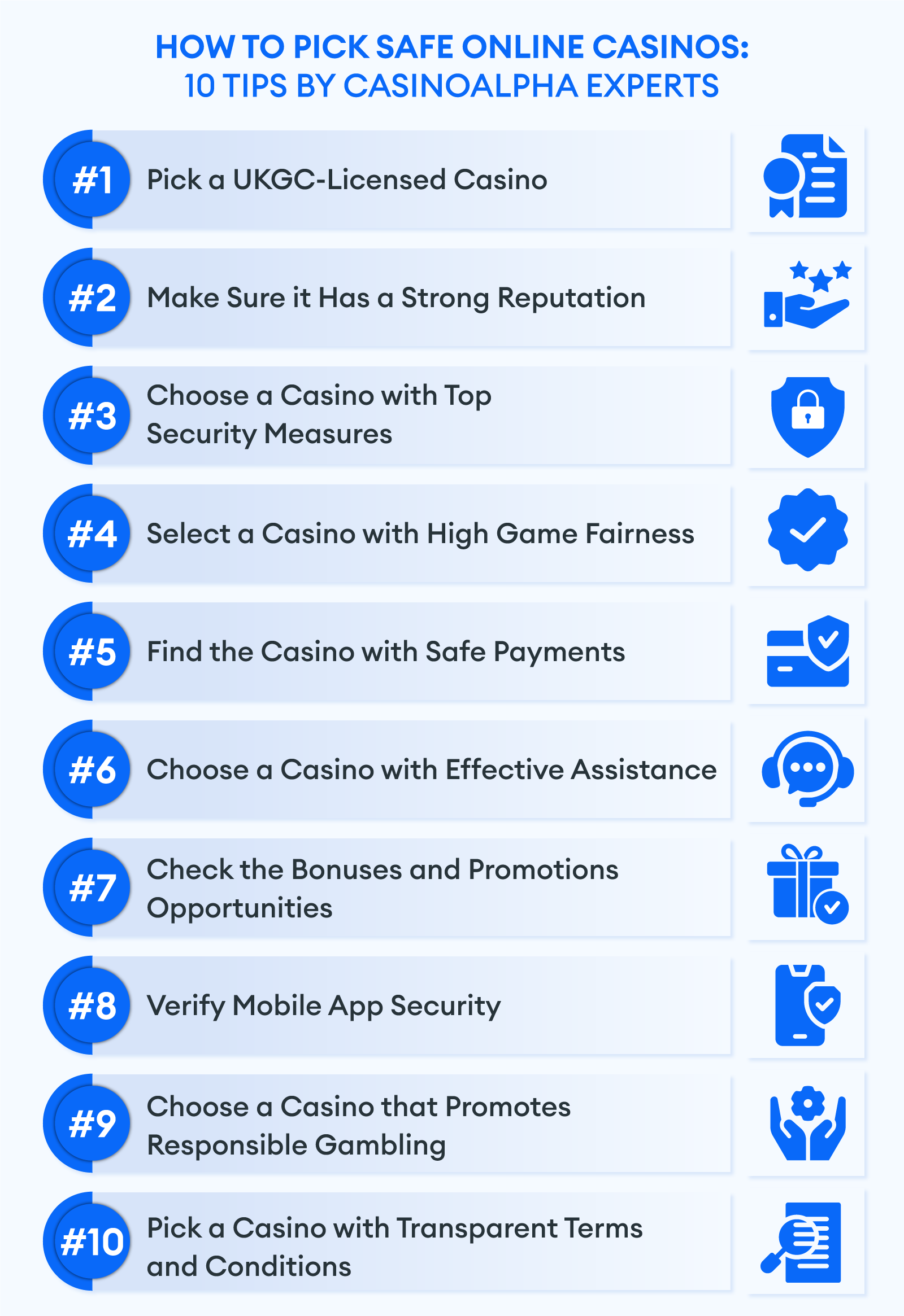 10 Tips by CasinoAlpha Experts about How to Pick a Safe Online Casino