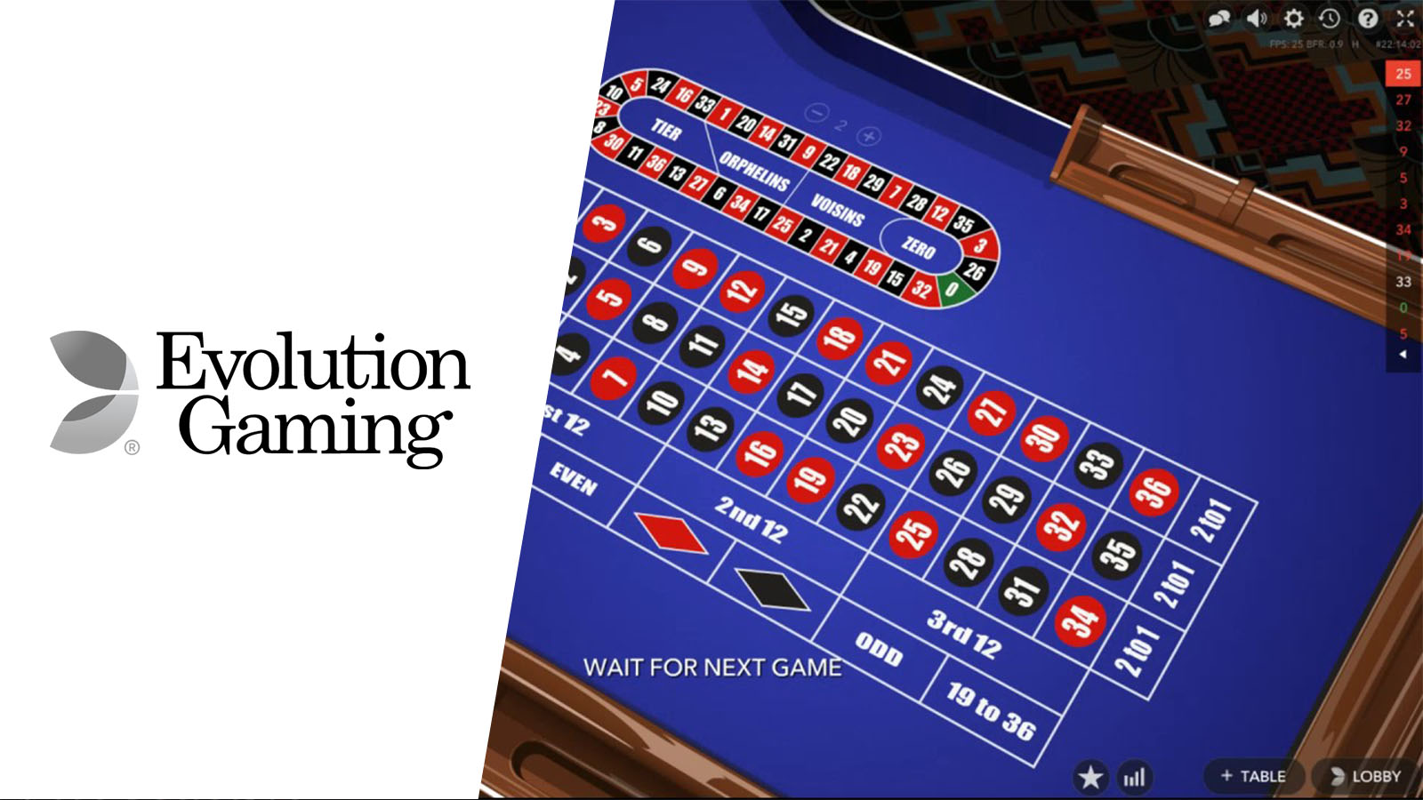 European Roulette by Evolution Gaming
