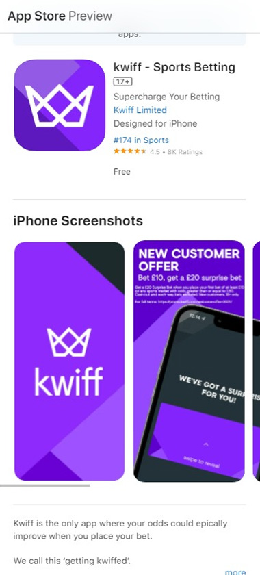 bet-kwiff-Casino-mobile-app-ios-homepage