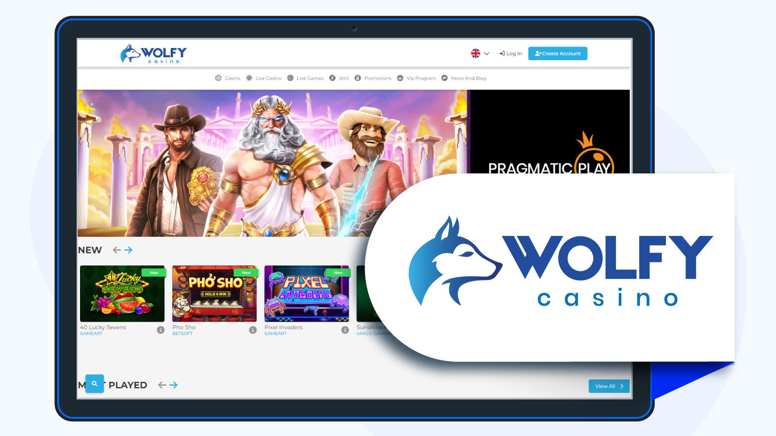Wolfy Casino homepage