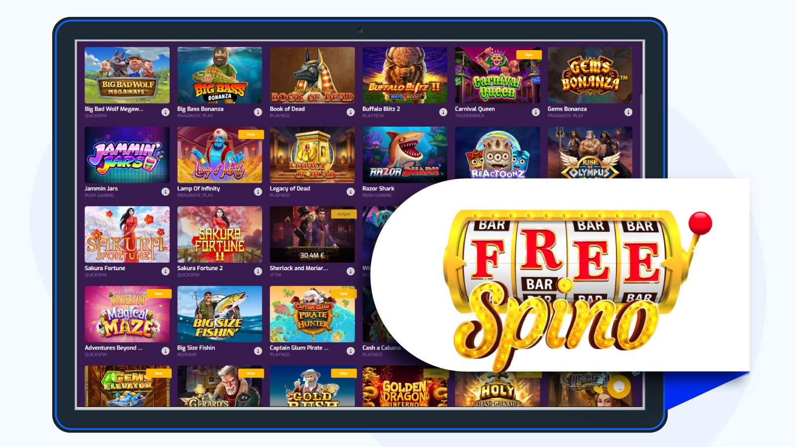 FreeSpino Casino slot games slection