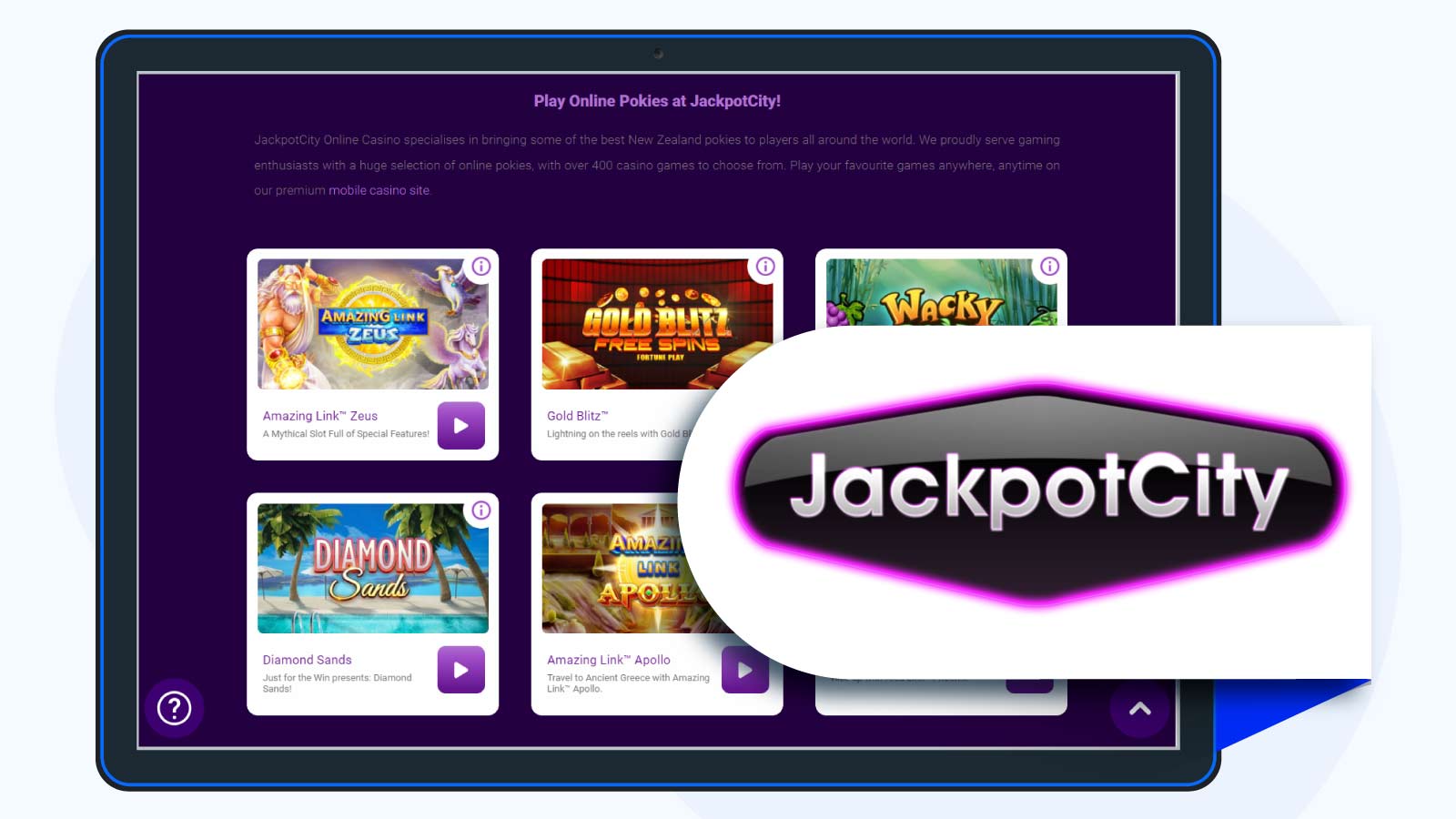 Jackpot City slot games slection