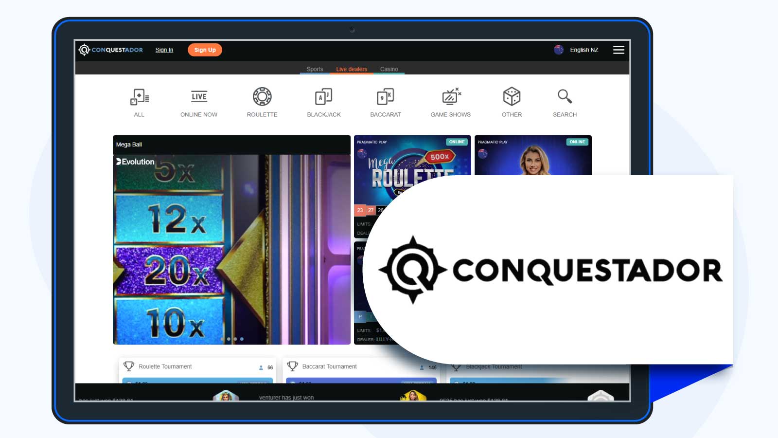 Conquestador-Best-Low-Deposit-Casino-for-Live-Dealer-Games