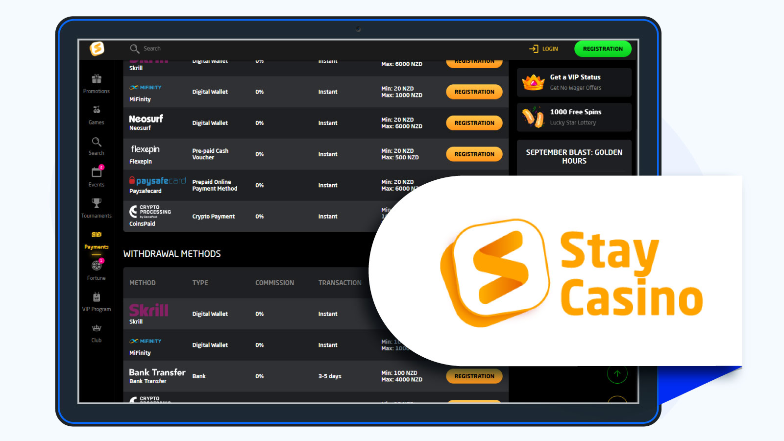 StayCasino – Best for a variety of fast payment methods