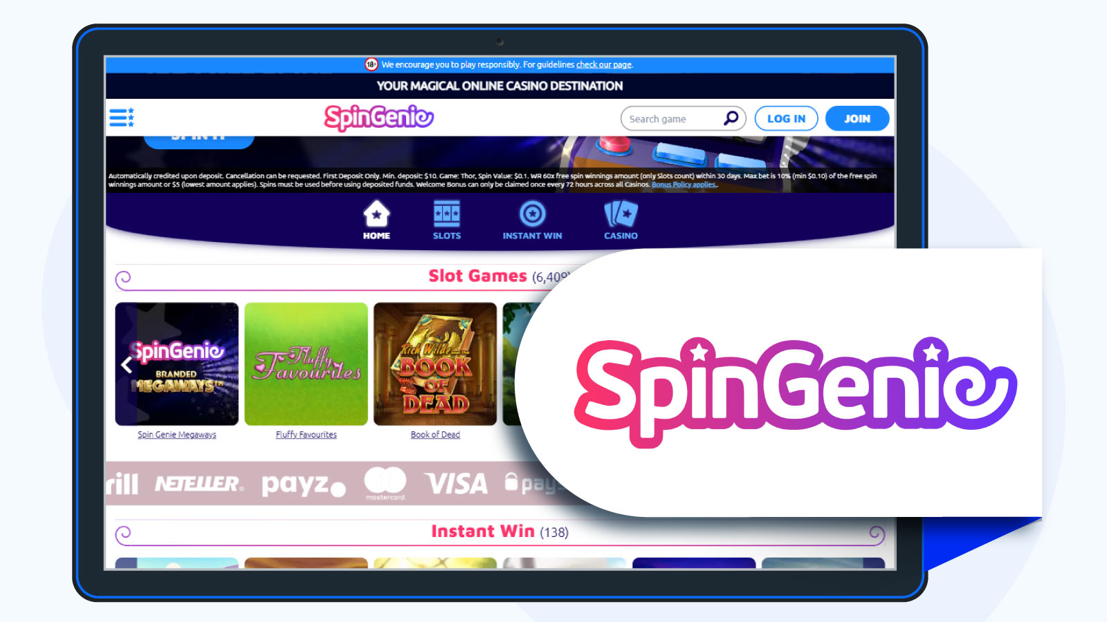 SpinGenie-Best-$10-Deposit-Casino-for-Rare-Games