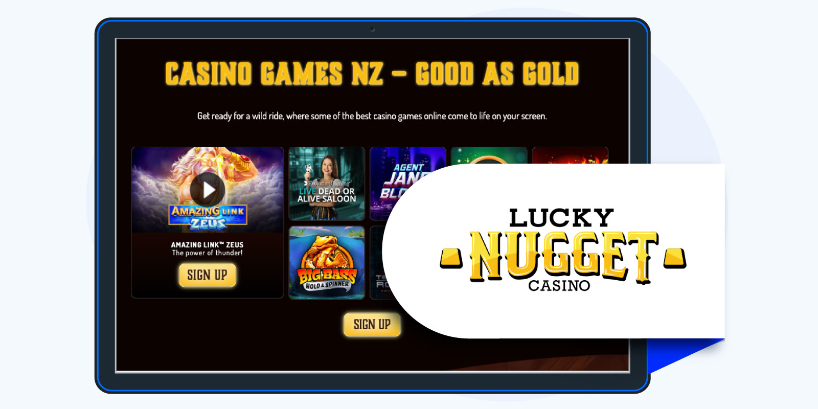 Lucky Nugget - Best low deposit casino NZ for fast withdrawals
